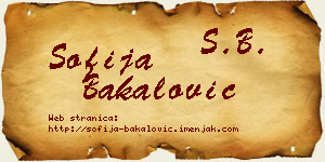 Sofija Bakalović vizit kartica